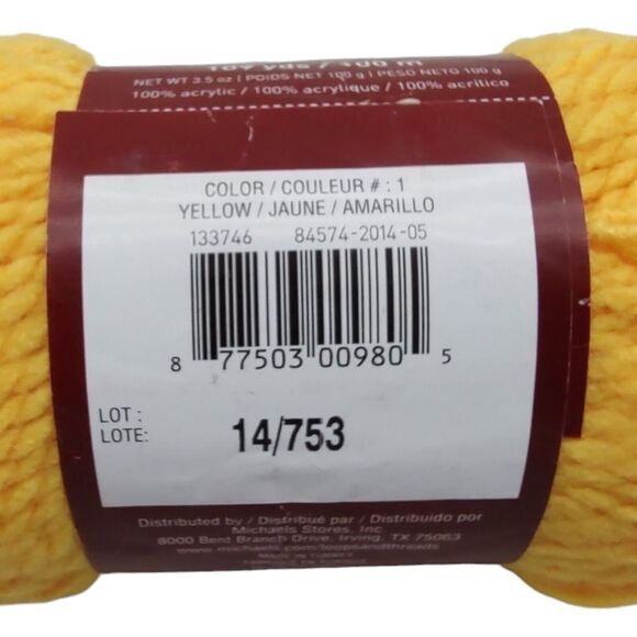 Mixed Lot of 2 Charisma by Loops & Threads Acrylic Yarn Dark Purple #3 Yellow #1 - Picture 11 of 11